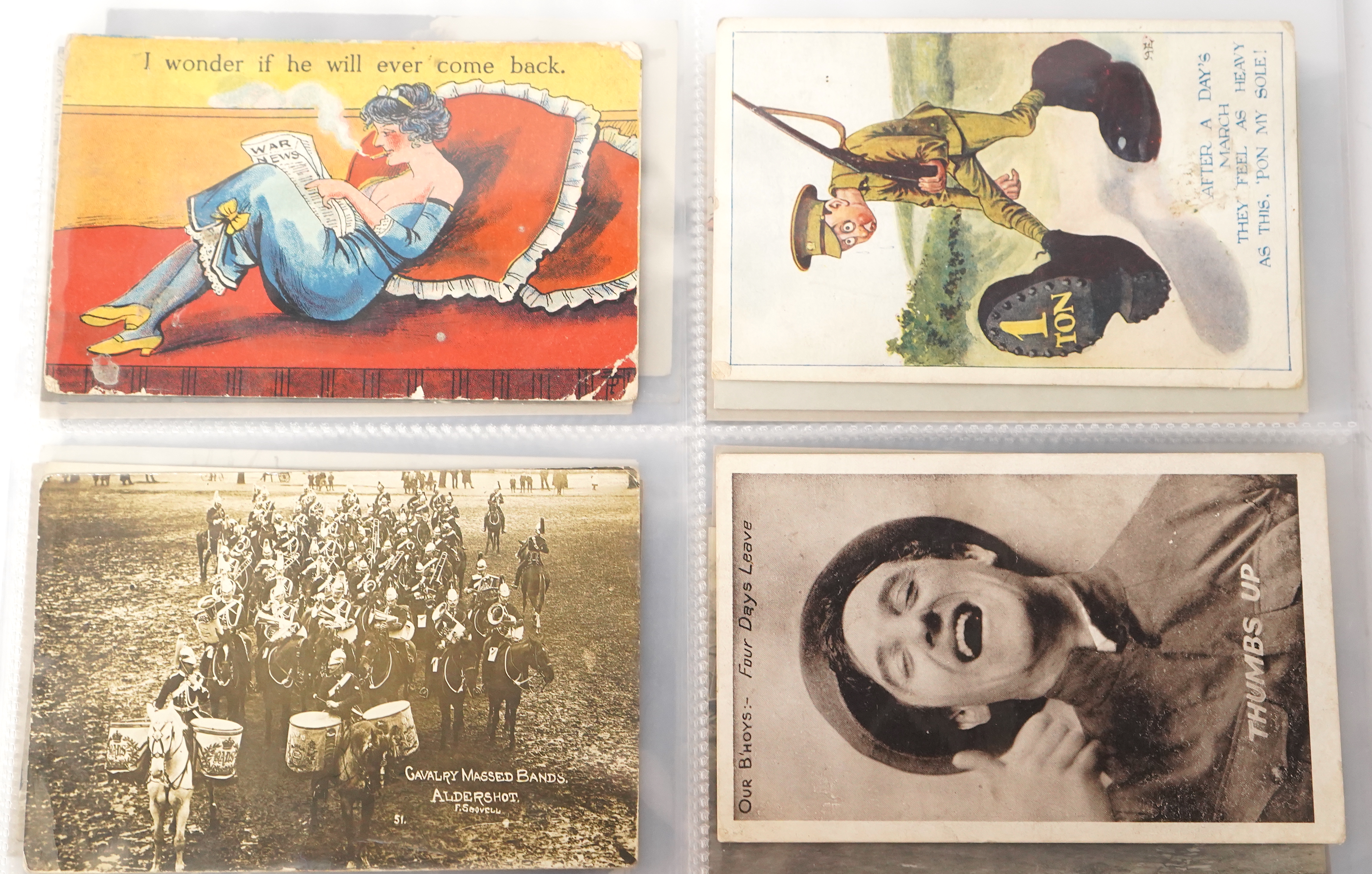 Military Interest: a group of sixty four vintage postcards, mostly pre WW1, including suffrage